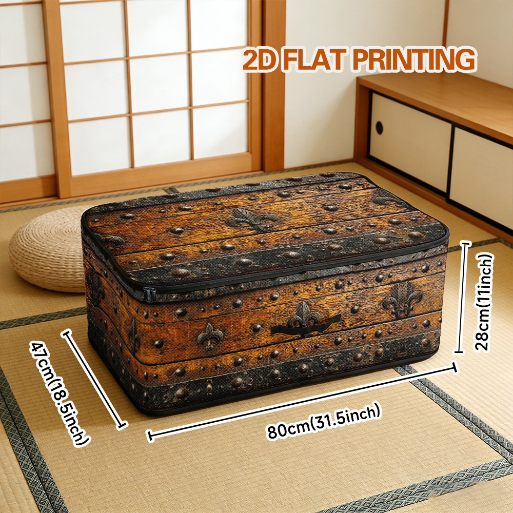 TEMU Impression plate 2D, 1 boîte de rangement premium avec motif , tissu , rangement sous le lit, offre un espace pour les livres, les sacs de