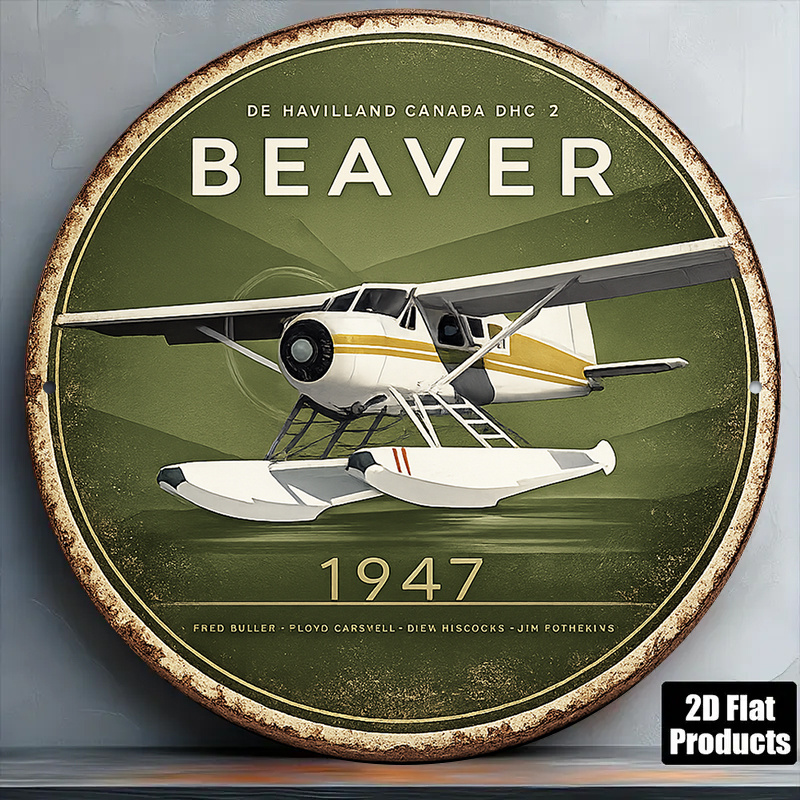TEMU Plaque décorative ronde en bois vintage de Canada -2 Beaver, 2D plate, 1 pièce, idéale pour bureau, bar, étude, mur de maison, cadeau pour les