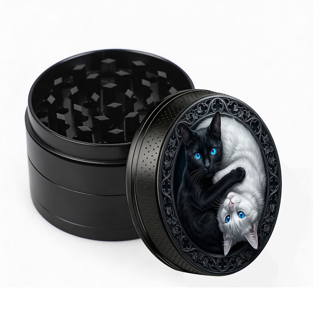 1pc 2in - Alloy Spice Grinder, Manual Grinder With Adorable Twin For Cats , Durable Kitchen, Home, Camping Hand Mill, Ideal For Cat - Lovers Decor