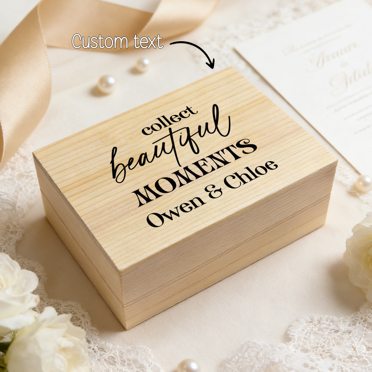 TEMU 1pc Custom Personalized Pull Out Photo Album Box, Diy Custom Wooden Photo Box, Custom Name Engraving, Personalized Box, Wooden Jewelry Box,