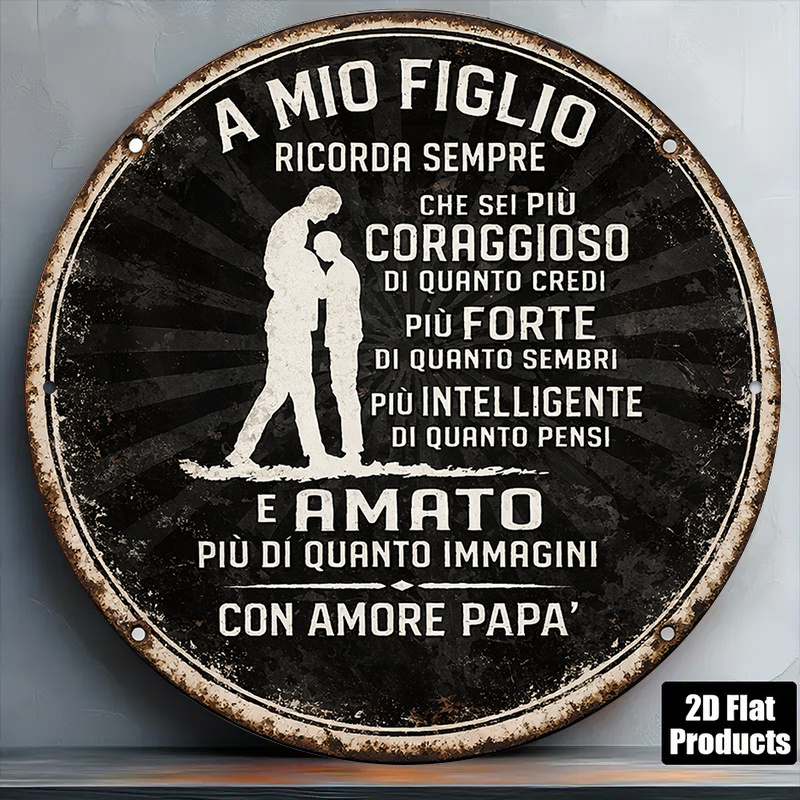 TEMU Targa piatta 2D, 1 pz 8X8 pollici/20X20 cm, targa piatta 2D, "Per il " Placca vintage, "L'amore di pap� per il figlio" Targa decorativa, adatta