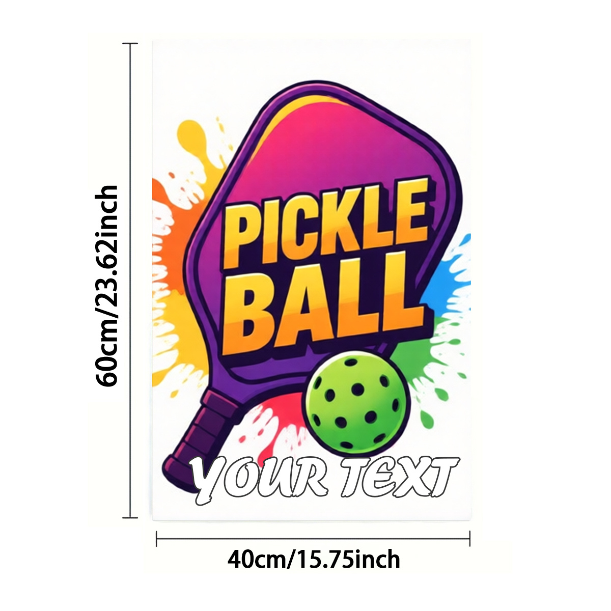 TEMU Serviette 2D Plate, 1 pièce, Texte Personnalisé, Impression Recto, Rectangle 40×60cm, Motif 2D Raquette de Pickleball Style Dessin Animé,