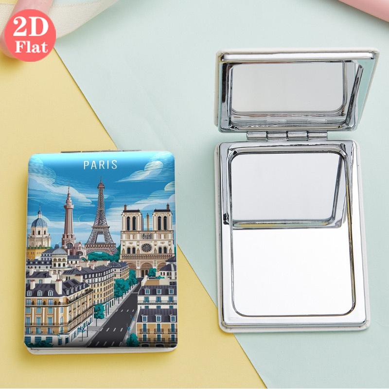 TEMU [2D/] Espejo de maquillaje plegable portátil, 1 pieza, de edificios emblemáticos de París. espejo de maquillaje portátil, mini y de es para