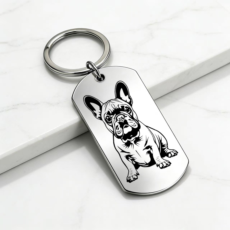 TEMU 1 stuks Franse Bulldog Metalen Gegraveerde Sleutelhanger Zachte Schattige Sleutelhanger Huisdier Hondenbaas Hanger Cadeau voor