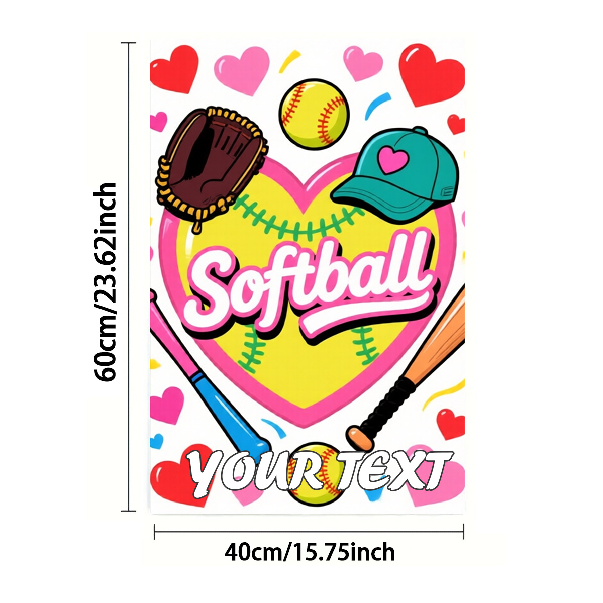 TEMU 2d Flat, Custom Text 1pc, Towel, Single-sided Print, Rectangle 40×60cm, Cartoon-style Softball 2d Pattern, Customization, Soft, Comfortable,