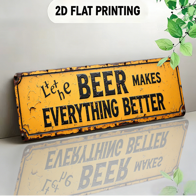 TEMU 2d Flat, 2d Plane - A Two-dimensional Vintage- Featuring Let The Beer Makes Everything Better Designed With Distressed Effects And Suitable For