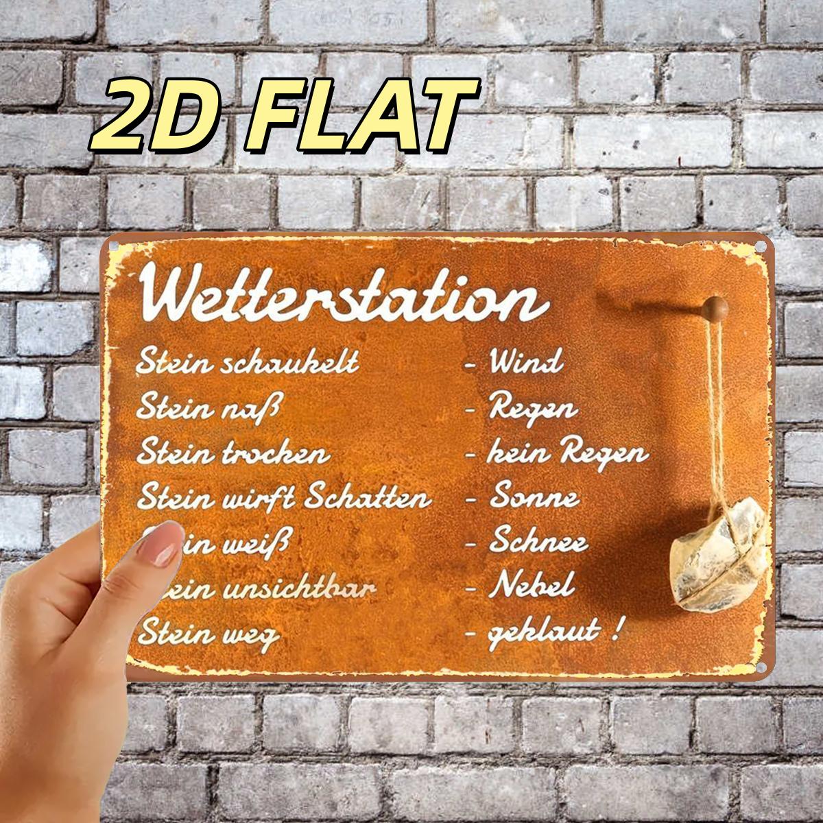 Image of 2d Flat, 2d Flat,1pc, Retro Rustic Weather Station Sign Metal Iron Sign, Pre-drilled Holes, Suitable For Indoor, Garden,outdoor, Home, Office, Toilet Decoration, 2d Flat