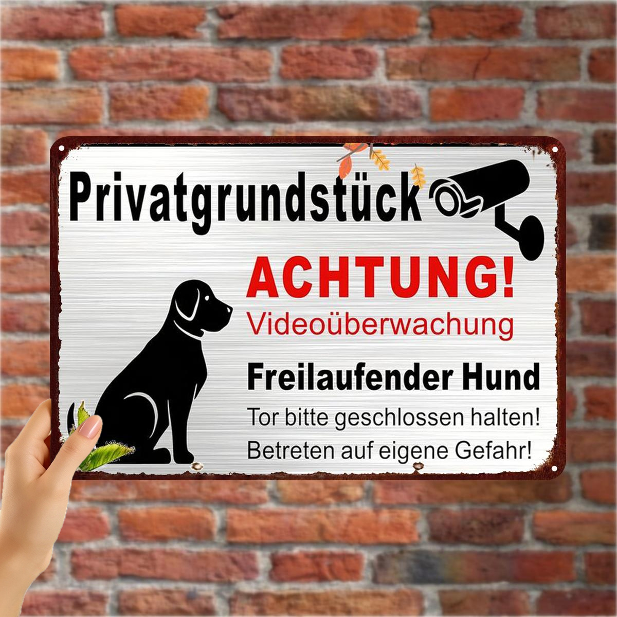 TEMU 2d Flat, 2d Flat 1pc, Iron - "private Property: Warning! Video Surveillance, Dog On Premises" Decorative Wall Plaque For Home Or Garden 8×12
