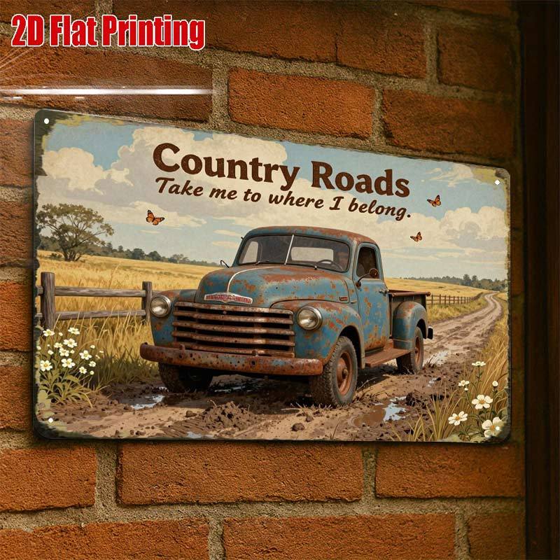 TEMU 2d Flat, 2d Flat1pcs,vintage Truck Postercreative Tin Sign -8x12 Wall Art Gift For Decor|iron Construction, Metal Wall Art Decor, 2d Flat