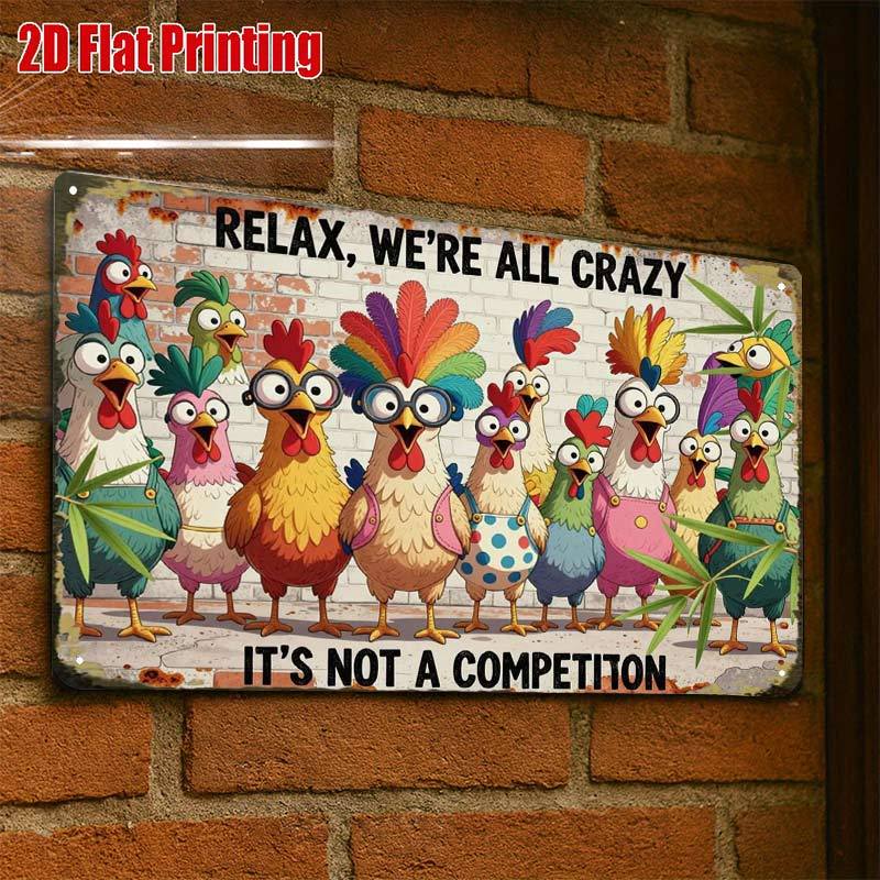 TEMU 2d Flat - 2d Flat1pc, Relax All Crazy Postercreative Tin Sign -8x12 Wall Art Gift For Decor|iron Construction, Metal Wall Art Decor