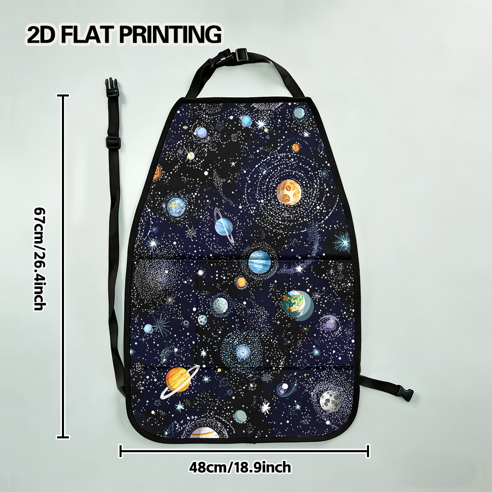 TEMU 2d Flat Printing, 2pcs Stars And Planets Car Back Seat Organizer Printed, Durable And Stylish, Suitable For Suv, Small Sedan, Cars, Ideal For