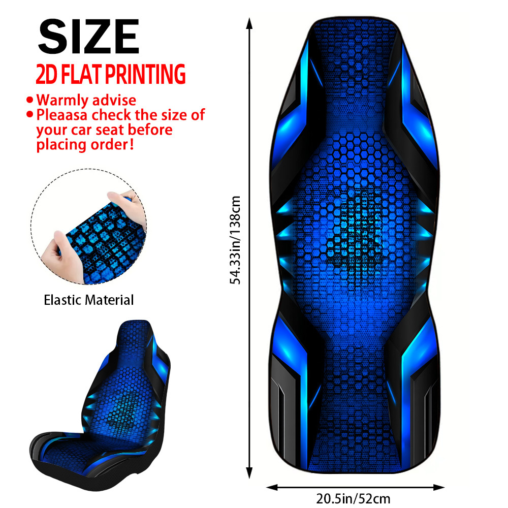 TEMU Futuristic Car Seat Covers 2pcs Universal Front Seat Cushion Protectors Fit Most Car Models Suvs Trucks Perfect For Daily Use And Road Trips