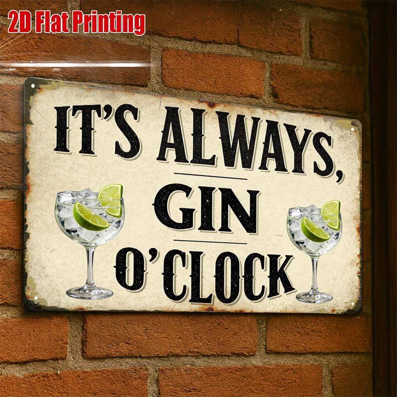 TEMU 2d Flat, 2d Flat1pcs,'clock Vintage Metal Signcreative Tin Sign -8x12 Wall Art Gift For Decor|iron Construction, Metal Wall Art Decor, 2d Flat