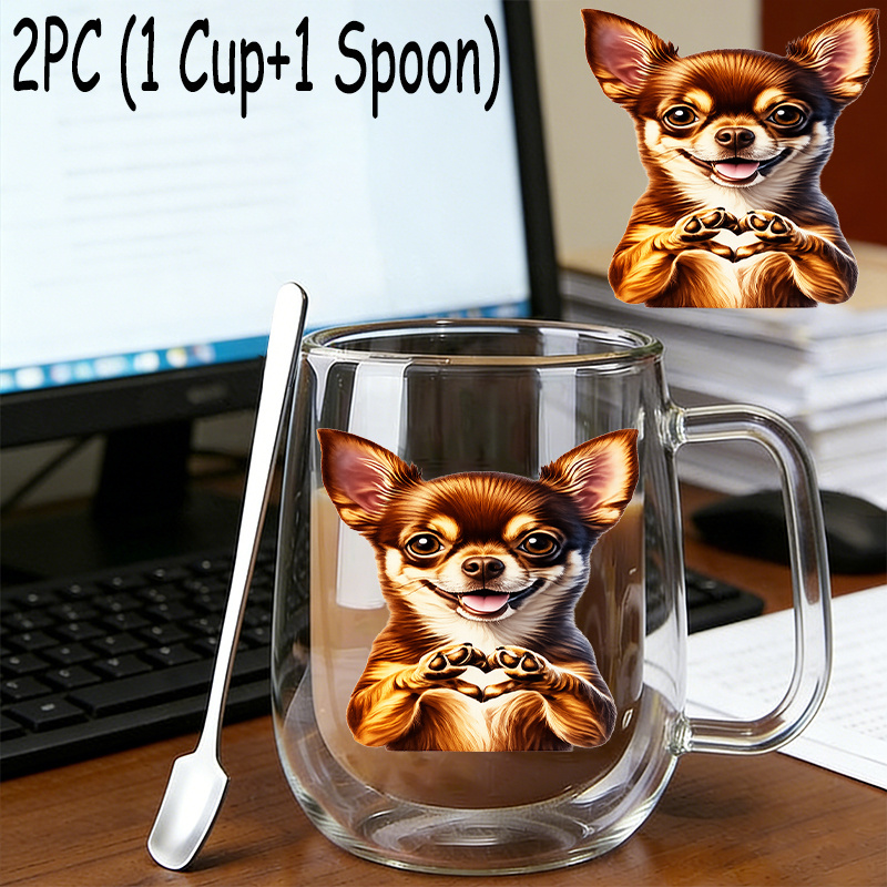 TEMU 2pcs (1pc Glass Cup And 1pc Spoon), Insulated Double-walled Borosilicate Reusable Water Cup With Handle, Large Capacity Clear Coffee Mug For Hot