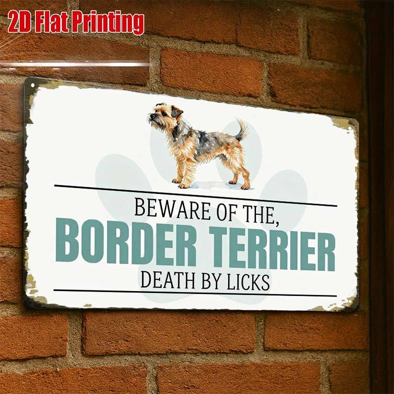 TEMU 2d Flat, 2d Flat1pcs,border Terrier Warning Signcreative Tin Sign -8x12 Wall Art Gift For Decor|iron Construction, Metal Wall Art Decor, 2d Flat
