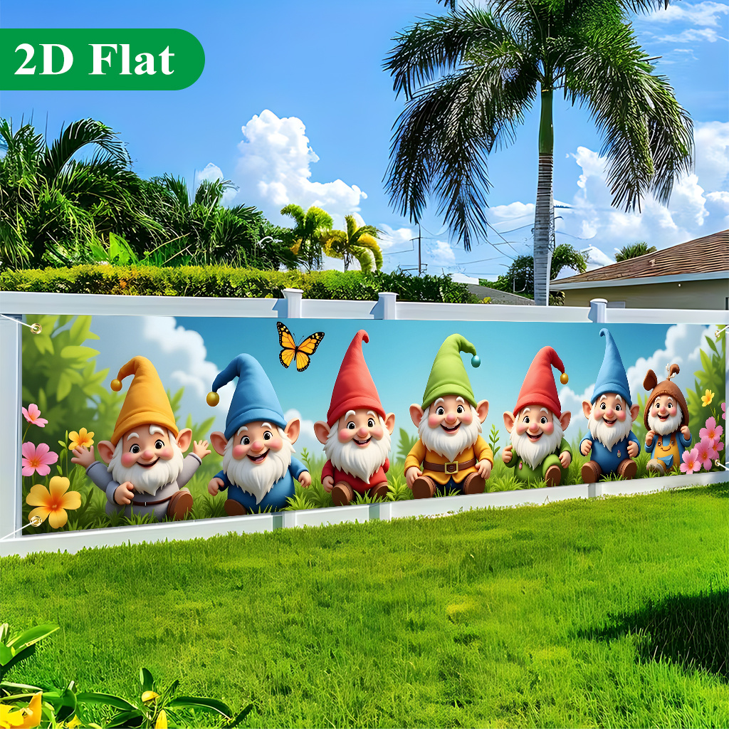 TEMU 2d Flat - 2d Flat - 2d Flat Banner 1pc, Dwarfs And , Made Of Polyester Fiber, Suitable For Outdoor Use, New Year's Parties, Photography , Wall