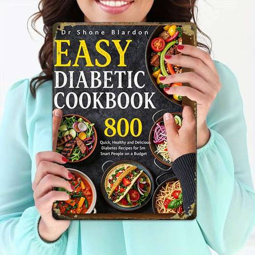 2d flat 2d flat1pcs easy diabetic cookbook 800 recipescreative tin sign 8x12 wall art gift for decor iron construction metal wall art decor 2d flat
