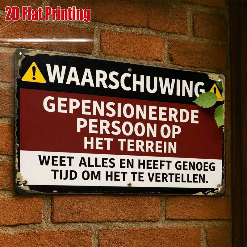 TEMU 2D Plat, 2D Plat 1 stuk, Vintage Nederlands Waarschuwingsbord Creatief Tinnen Bord - 8x12 Café Garage Muurkunst Cadeau voor Decoratie | IJzeren