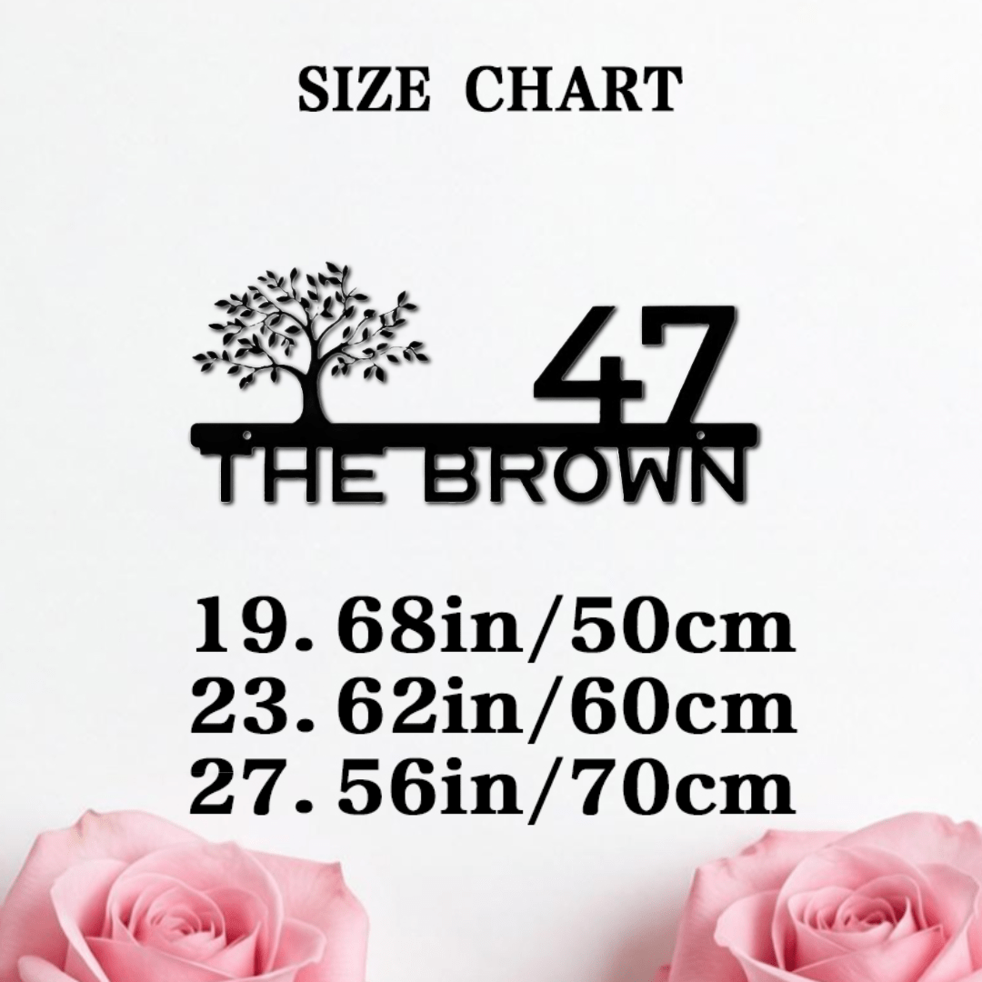 TEMU [2d Flat] Personalized Tree-shaped House Number Plate, Custom House Number Sign With Tree Pattern, Large-size Metal Indoor/outdoor Decoration,