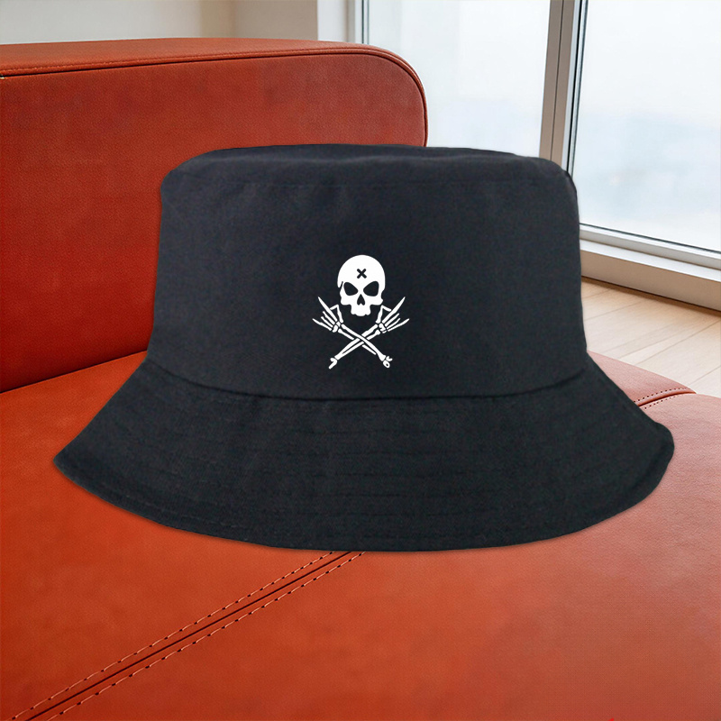 artikel foto 1 stuks, Visserhoed met schedel en kruisbomenprint, Piraten schedel koppel visserhoed, Geschikt voor casual kleding, Vakantie cadeau, Dagelijkse accessoire, Unisex, Modieus en Trendy