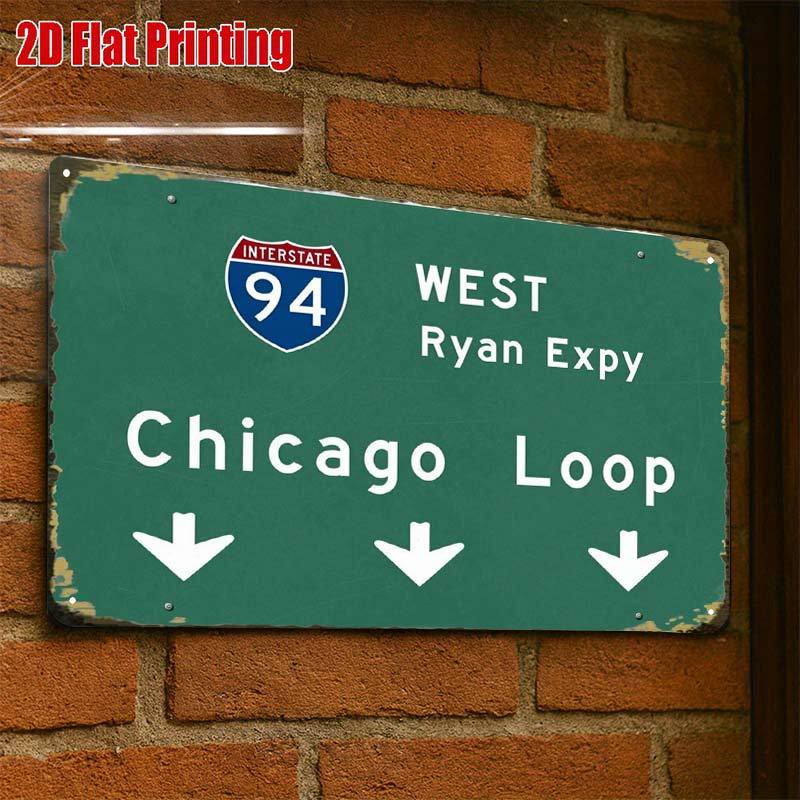 TEMU 2d Flat - 2d Flat1pc, Vintage 94 Chicago Loop Signcreative Tin Sign -8x12 Wall Art Gift For Decor|iron Construction, Metal Wall Art Decor