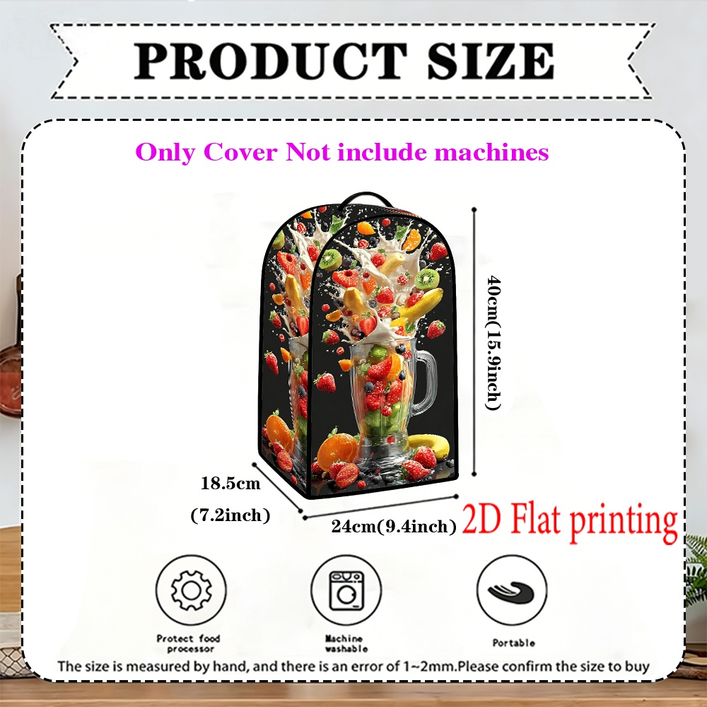 TEMU Non-food Contact 1pc 2d Flat Printing Mixer Cover Keep Appliances Clean Exploding Fruit Blender 100% Polyester Christmas Present For Restaurant,