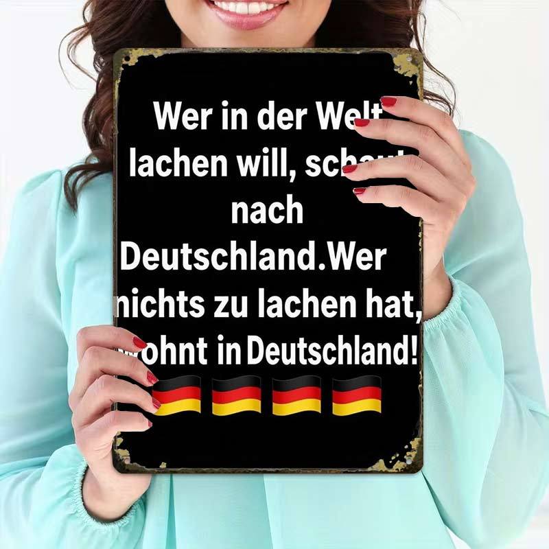 TEMU 2D-Flach, 2D-Flach ., Deutsches Humor-Metallschild, Kreatives Blechschild - 8x12, Café-Garagen-Wandkunst-Geschenk für Dekor | Eisenkonstruktion,