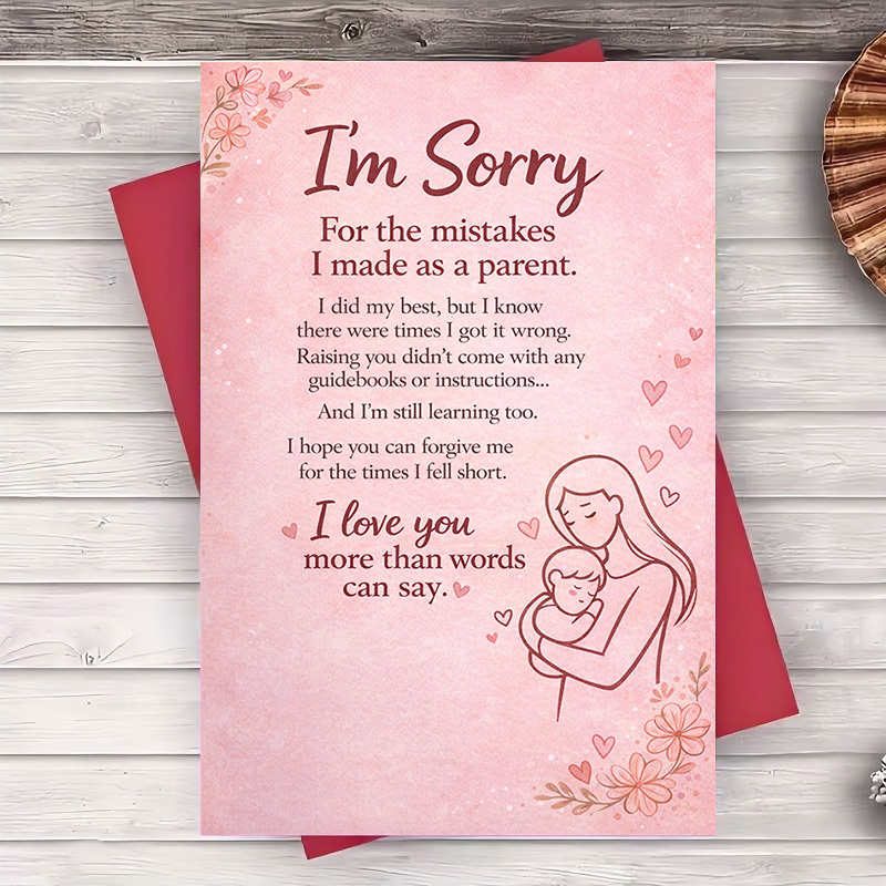 TEMU 1 Envelope And 1 Greeting Cardsorry Card For Mom From Parent Love And Greeting Card