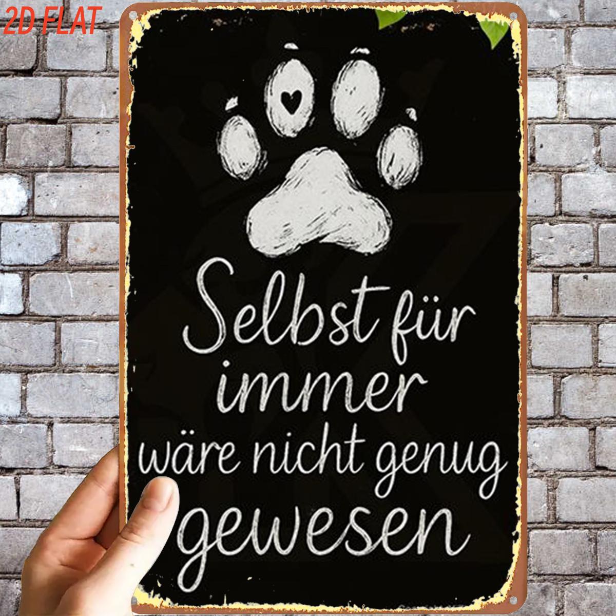 Image of 2d Flat, 1pc, Retro Chalkboard Paw Metal Iron Sign, Pre-drilled Holes, Suitable For Indoor, Garden, Outdoor, Home, Office, Toilet Decoration