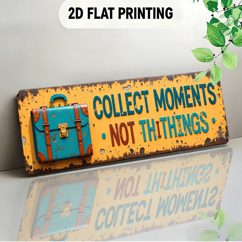 TEMU 2d Flat, 2d Flat Design Retro Signboard Travel-themed Decorative Item Featuring Suitcase Motif Lettering Suitable For Cafes Offices And Travel