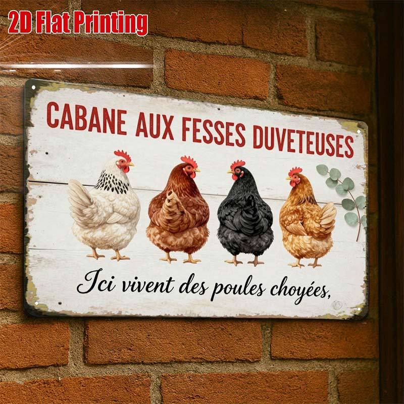 TEMU Panneau décoratif plat 2D, 1 pièce, panneau plat 2D, panneau créatif en étain avec français vintage - 8x12, art mural pour café, garage, cadeau