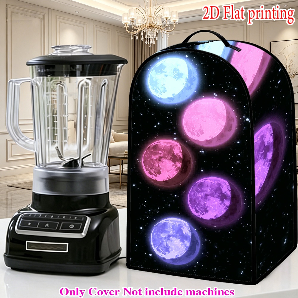 1pc 2D Flat Printing Food Processor, Halloween Colorful Moons 100% Polyester New Year Gift Suitable for Suitable for Blenders, Electric Cookers, Pressure Cookers and Air Fryers, 2D Flat