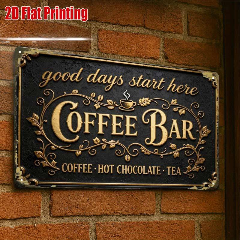 TEMU 2d Flat - 2d Flat1pc, Vintage Coffee Bar Sign Decorcreative Tin Sign -8x12 Wall Art Gift For Decor|iron Construction, Metal Wall Art Decor