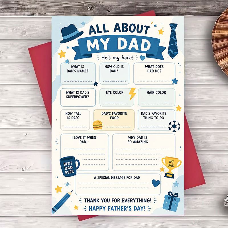 TEMU 1 Greeting Card Card For Fathers Day Gift From Family Keepsake Card