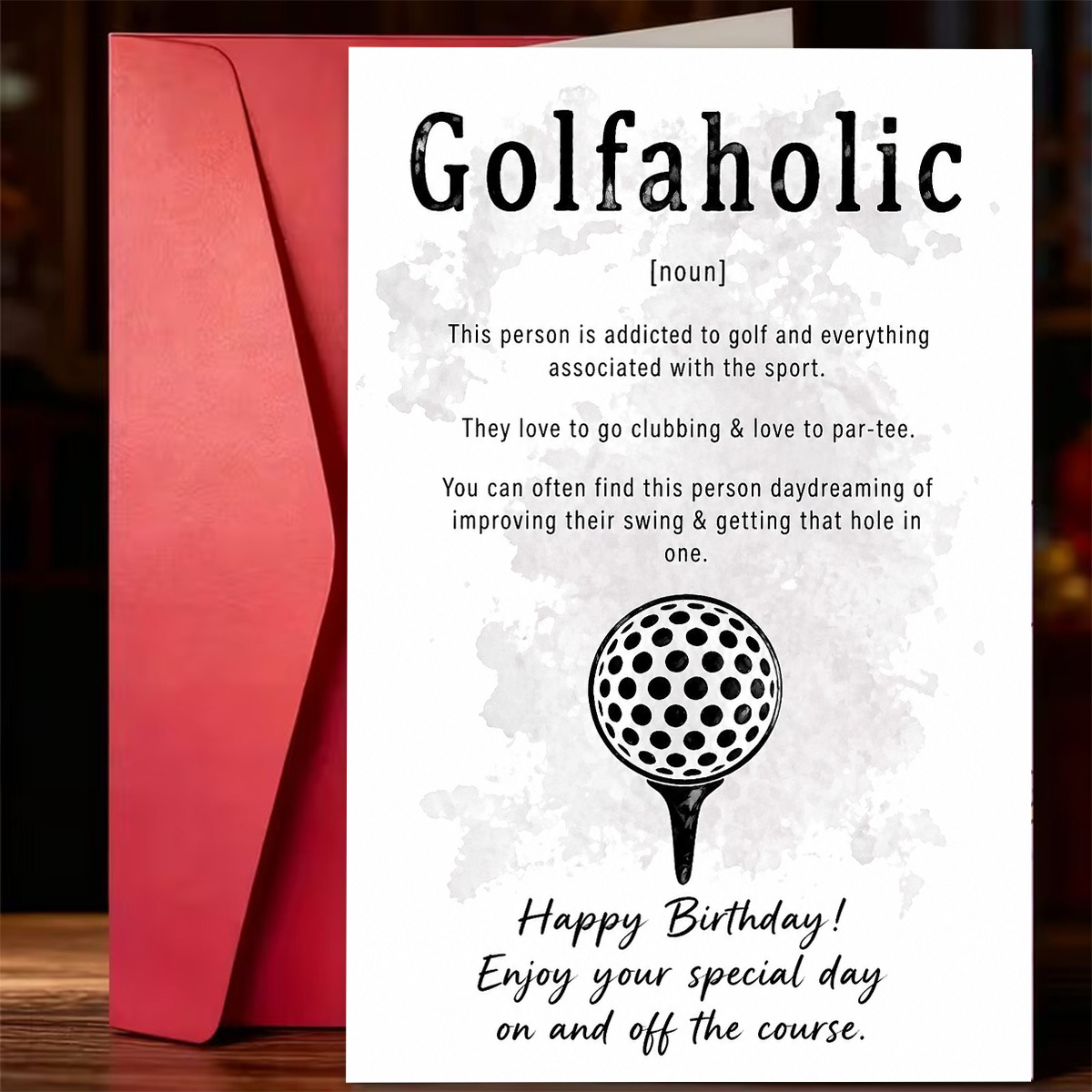 TEMU 1 Greeting Card + 1 Envelope. 2d Flat Minimalist Golf-themed Birthday Card, Featuring Text Defining Golf Enthusiasts, Theme, Designed For Golf