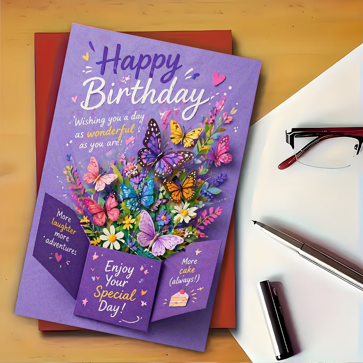 TEMU 1pc Colorful Birthday Card, Printed With " As " Message, Designed For , Made Of Quality Paper, With Envelope, Creative Greeting Card