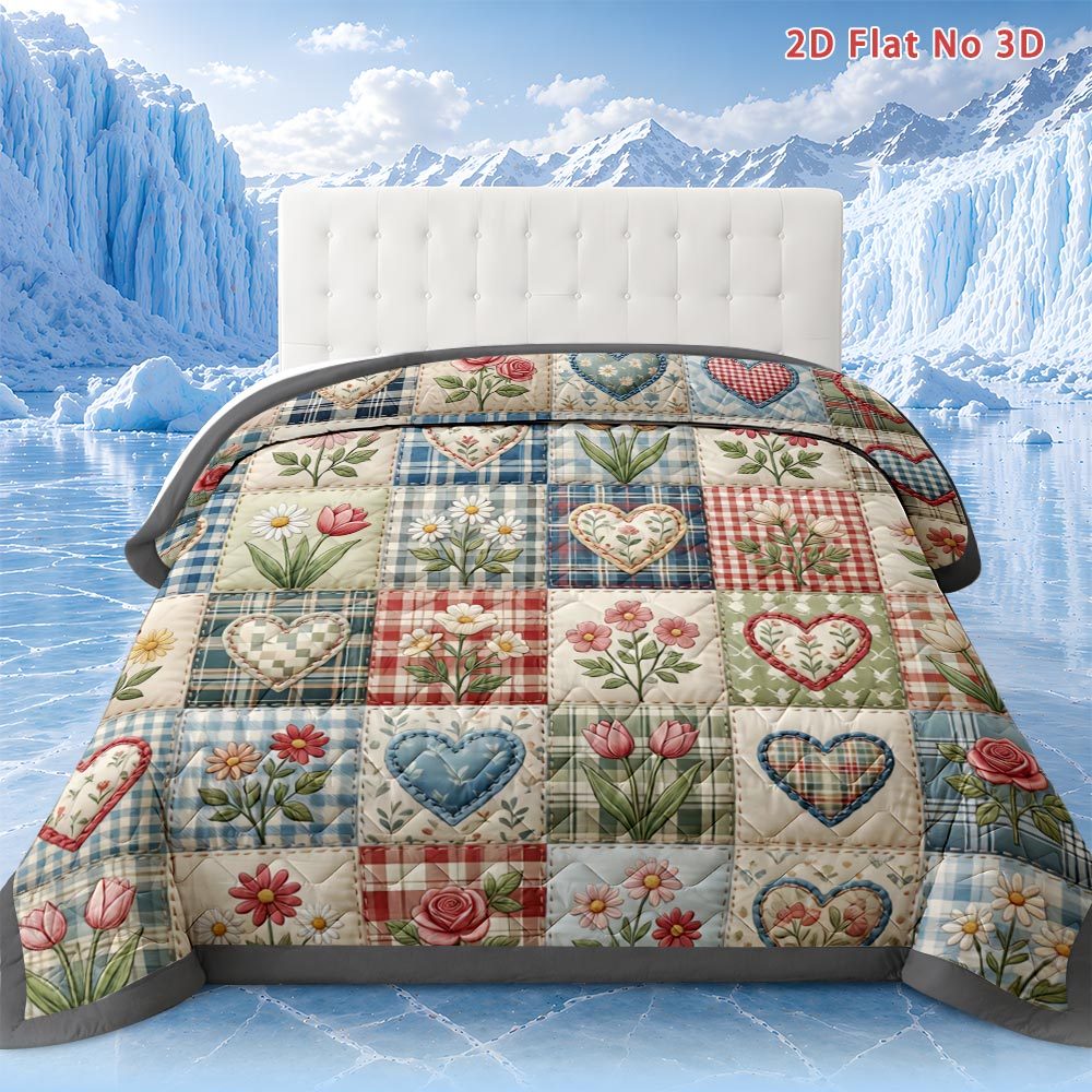 TEMU Lifesmells 1pc Floral And Heart - Patterned Thin Quilt Comforter - Lightweight Breathable All - Season Suitable For Dorm Use Machine Washable