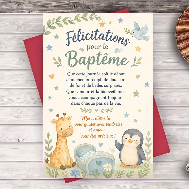 TEMU 1 Carte de vœux de baptême et de félicitations pour et , fête prénatale et religieuse