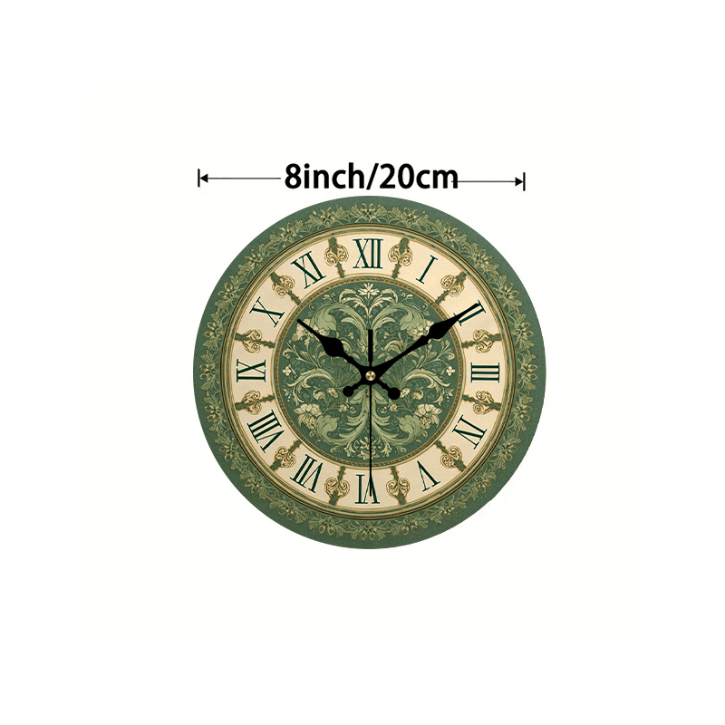 TEMU 2d Flat. 1pc, Vintage Roman Wooden Wall Clock, Elegantly Decorate Your Home, Silent Round Clock, Perfect Decoration For Bedroom, Living Room,
