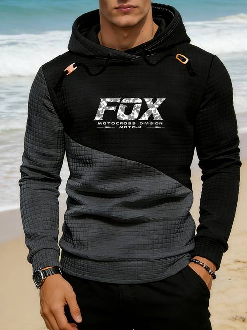 fox logo print outdoor sports gift for boyfriend fashion sweatshirt casual pullover