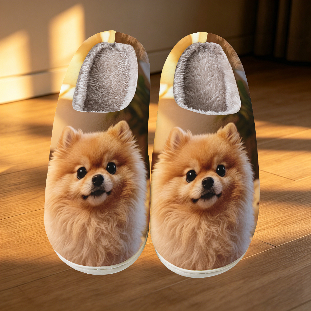TEMU Cute Pomeranian Print Fashion Non-slip Slippers, Unisex For , Soft And Warm With A Gentle Feel, Comfortable For Indoor And Outdoor Wear, A Great