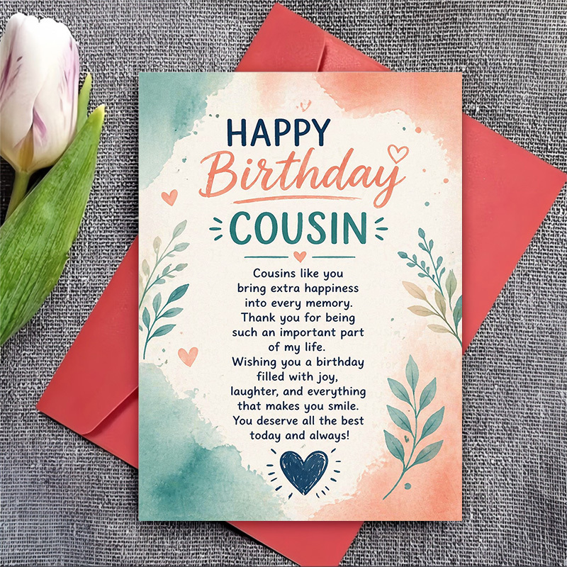 TEMU 1 carte de vœux et 1 enveloppe. Carte de joyeux anniversaire 2D plate, pour célébrations familiales, cadeau de Noël