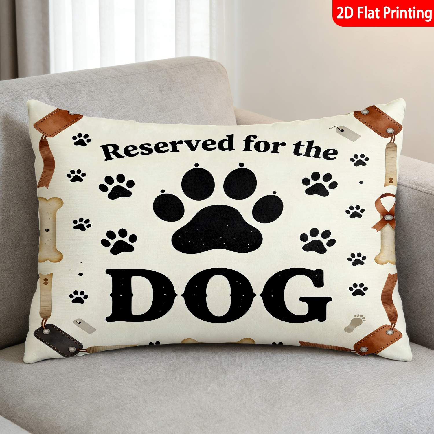 TEMU 1pc Pillowcase, (pillow Inserts Not Included) 2d Flat Print Dog Pattern Printing + White, Ideal For Home Decoration, Stylish Pillow Covers For