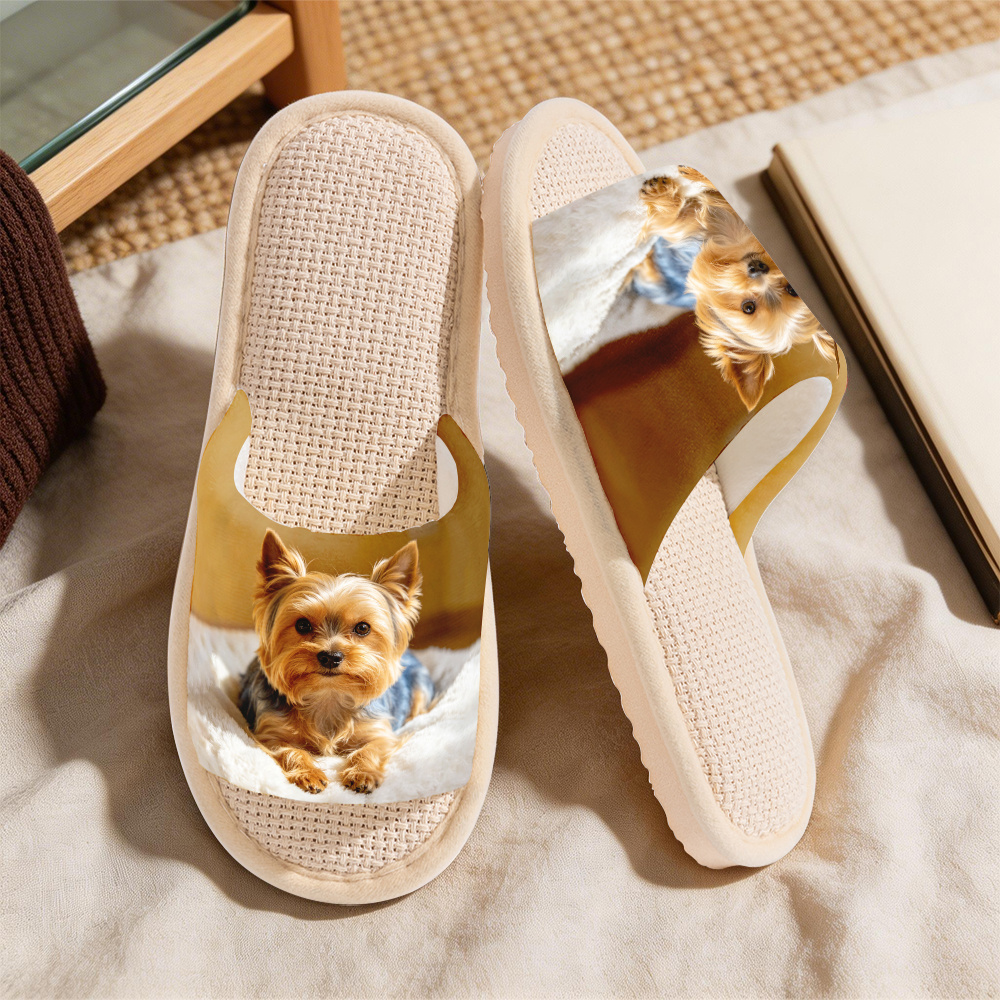 TEMU Slippers For Women, Yorkshire Terrier Pattern, Summer Style, Thick Sole, Non-slip Soft Sole, Sweat-absorbent And Breathable, For Indoor Use,