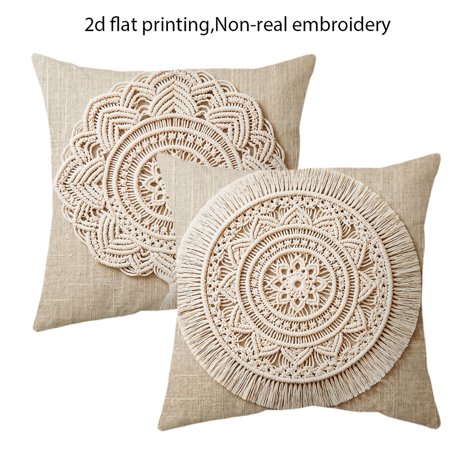 E-shop 2er-Set, Böhmische Kissenbezüge, 2D Flachdruck, Nicht-Realistische Stickerei Mandala Kissenbezüge, 16Inx16In, 18Inx18In, 20Inx20In, Sommerliche
