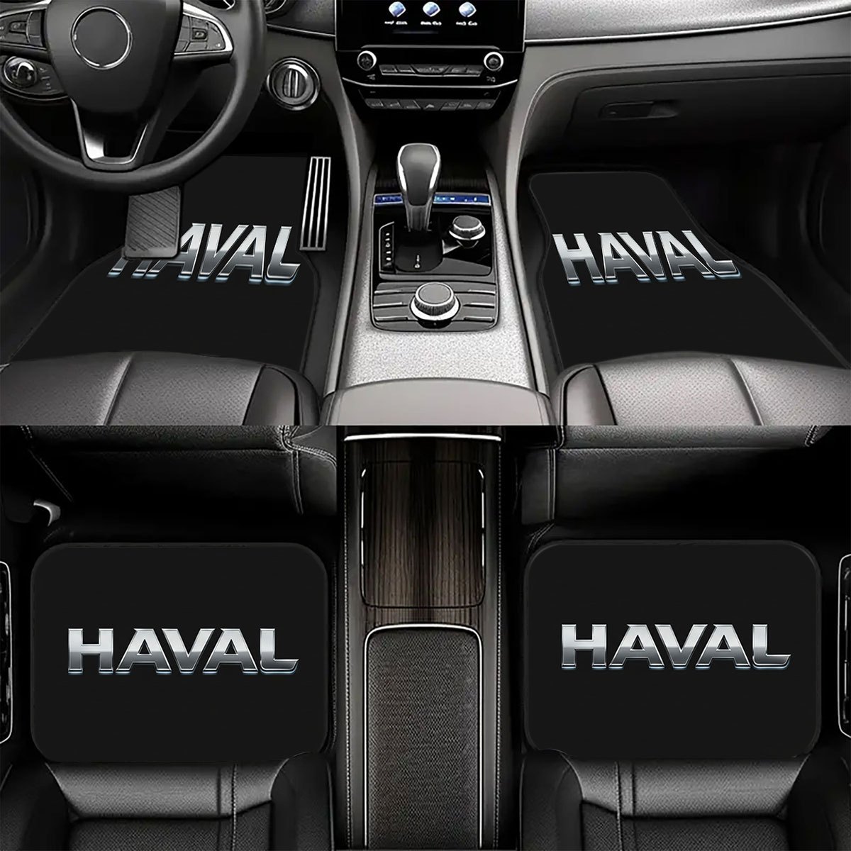 TEMU 4pcs Set Of Metallic Texture Haval Logo And Car Foot Mats, Durable And Easy To Clean, Machine Washable And Hand Washable, Universal For Sedans,