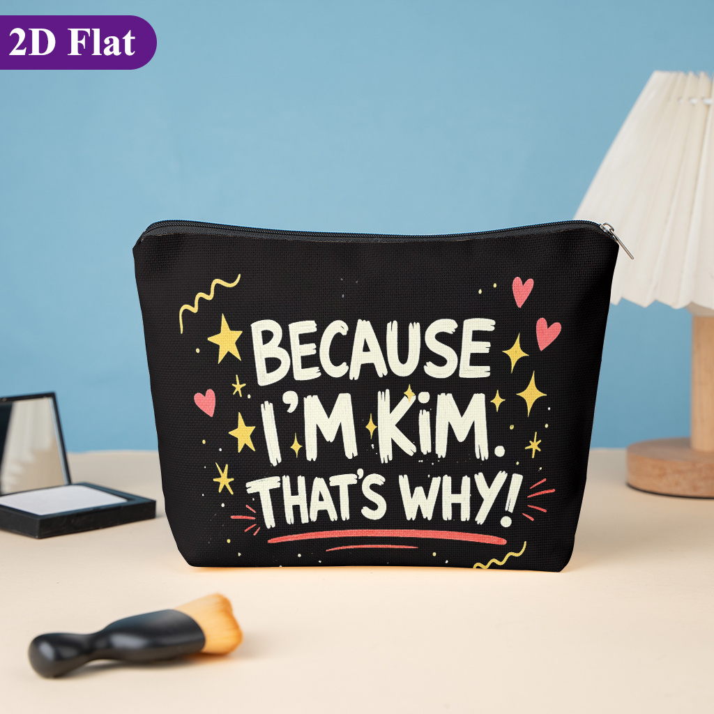 TEMU 1pc, I'm Kim, Cosmetic Storage Bag, Unisex Travel Organizer, Lightweight Foldable Travel Storage Bag, Clutch - Toiletry Bag - Pencil Case - Gift