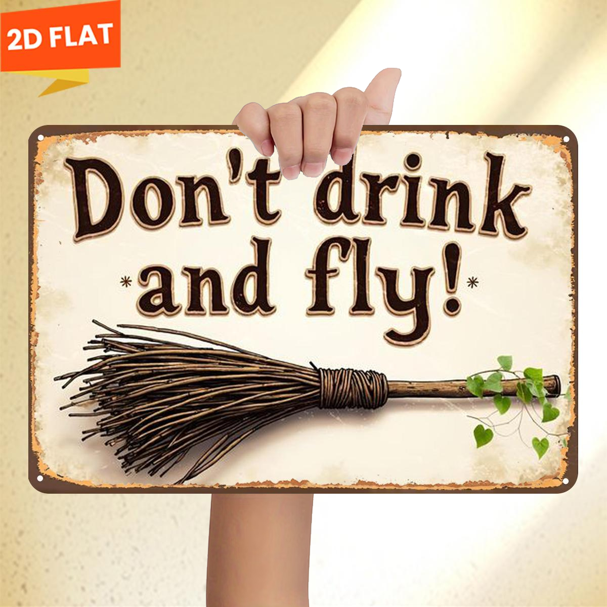 TEMU 2D Flach, "Trink nicht und fliege nicht!", Holzschild, Wandkunst/Raum/Restaurant/Bar/Tür/Garage Dekor