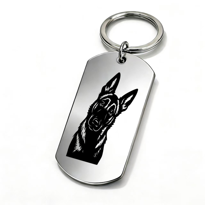 TEMU 1 stuks Duitse Silhouet Sleutelhanger Laser Gegraveerde Sleutelhanger Gepersonaliseerde Huisdier Toevoegingen Exclusief voor Hondenliefhebbers