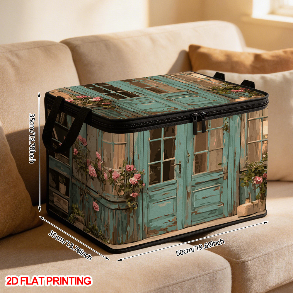 TEMU 1pc de Almacenamiento de Gran Capacidad, de Rosas de Puerta de Madera Vintage, Tela , Mantiene , Clasificación de Ropa de Cama, Mudanzas y
